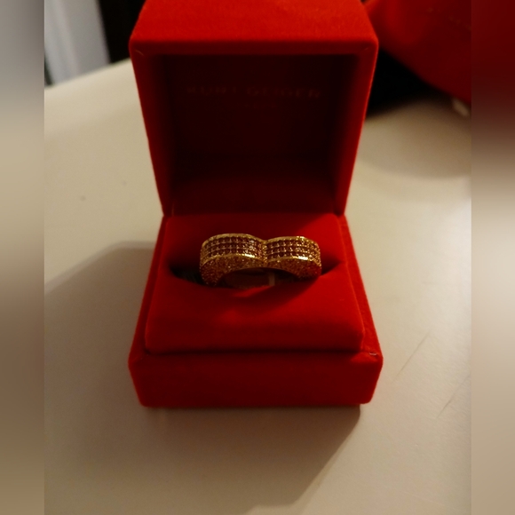 Kurt Geiger Jewelry - Kurt Geiger Gold and red Ring heart size 8